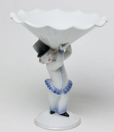  Rosenthal Rosenthal Porcelain Deco Figure Holding a Compote by Gustav Oppel 1923 Germany