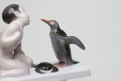  Rosenthal Rosenthal Porcelain Figure of Boy and a Penguin by F Liebermann 1910 Germany