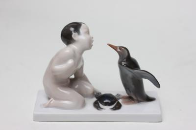 Rosenthal Rosenthal Porcelain Figure of Boy and a Penguin by F Liebermann 1910 Germany