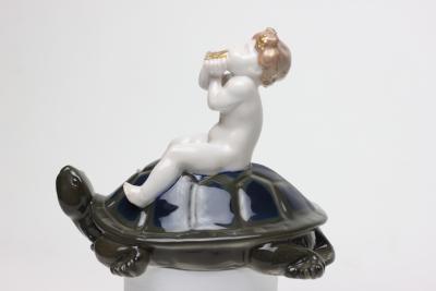  Rosenthal Rosenthal Porcelain Figure of Putti Sitting on Turtle 1920 Germany