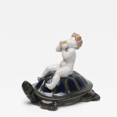  Rosenthal Rosenthal Porcelain Figure of Putti Sitting on Turtle 1920 Germany