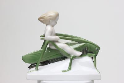  Rosenthal Rosenthal Porcelain Figure of a Ground Fairy Riding a Grasshopper 1920 Germany