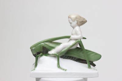 Rosenthal Rosenthal Porcelain Figure of a Ground Fairy Riding a Grasshopper 1920 Germany
