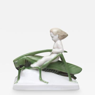  Rosenthal Rosenthal Porcelain Figure of a Ground Fairy Riding a Grasshopper 1920 Germany