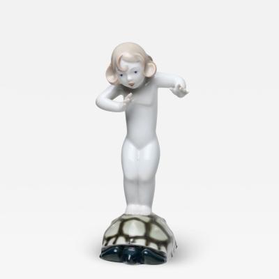  Rosenthal Rosenthal Porcelain Figurine of Child Standing on a Turtle by Gustav Oppel