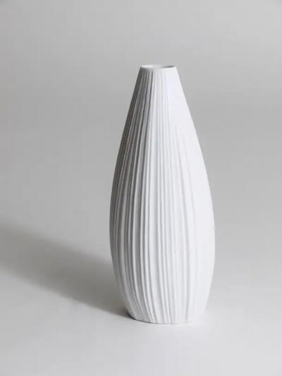  Rosenthal Rosenthal White Relief Striped Porcelain Vase by Martin Freyer Germany 1960s