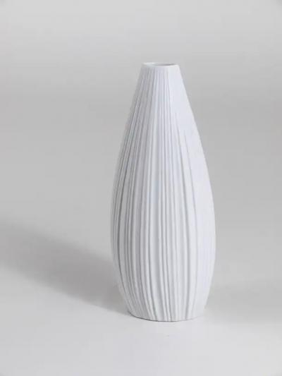  Rosenthal Rosenthal White Relief Striped Porcelain Vase by Martin Freyer Germany 1960s