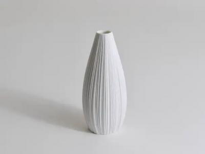  Rosenthal Rosenthal White Relief Striped Porcelain Vase by Martin Freyer Germany 1960s