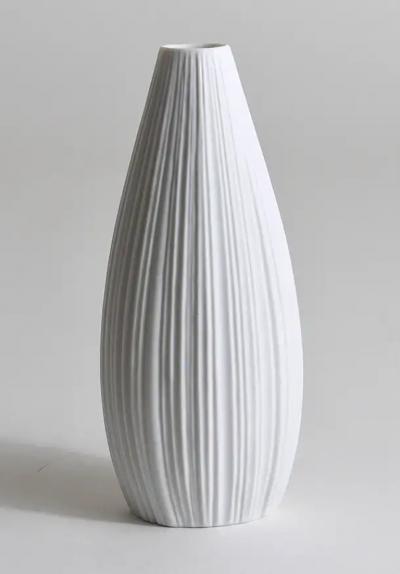  Rosenthal Rosenthal White Relief Striped Porcelain Vase by Martin Freyer Germany 1960s
