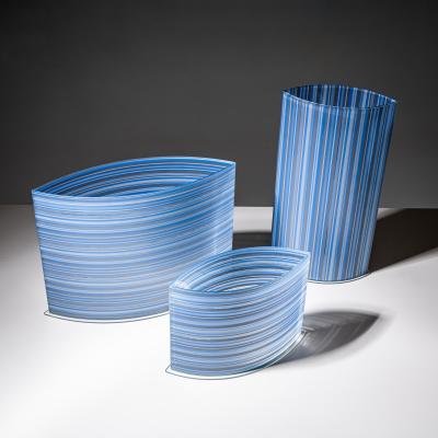  Rosenthal Set of Three Blue Vases by Rosenthal 20th Century