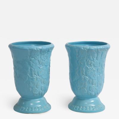  Roseville Pottery Large Scale Sky Blue Art Deco Planters Vases
