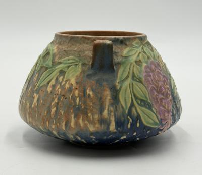  Roseville Pottery Roseville Wisteria Blue Matte Art Pottery Two Handled Vase 1930s