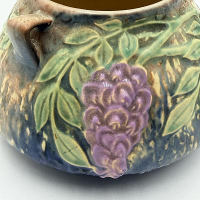  Roseville Pottery Roseville Wisteria Blue Matte Art Pottery Two Handled Vase 1930s