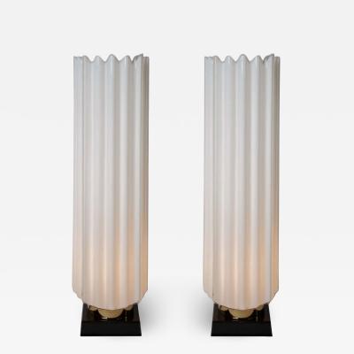  Rougier Pair of 1970s fluted lamps by Rougier