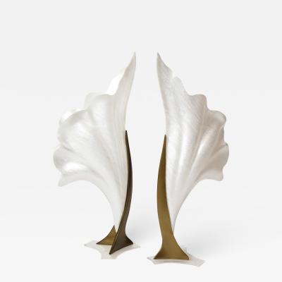  Rougier Pair of Monumental lily Form Lamps 