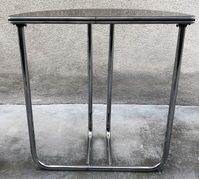  Royal Chrome ART DECO TUBULAR CHROME WITH BLACK BAKELITE TOP DEMILUNE TABLE CONSOLE