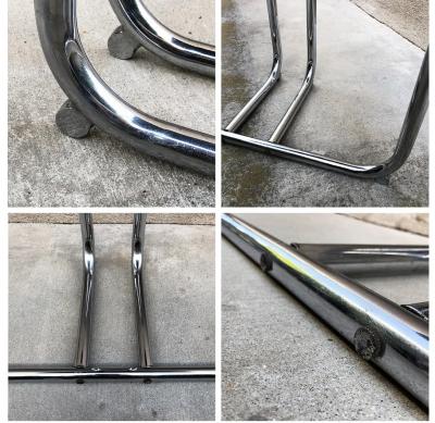  Royal Chrome ART DECO TUBULAR CHROME WITH BLACK BAKELITE TOP DEMILUNE TABLE CONSOLE