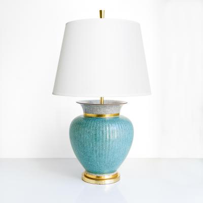  Royal Copenhagen A ROYAL COPENHAGEN CRACKLE GLAZED CERAMIC LAMP WITH DOUBLE SOCKET CLUSTER