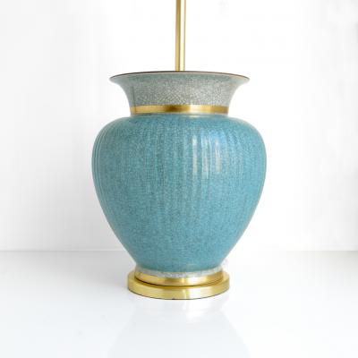  Royal Copenhagen A ROYAL COPENHAGEN CRACKLE GLAZED CERAMIC LAMP WITH DOUBLE SOCKET CLUSTER
