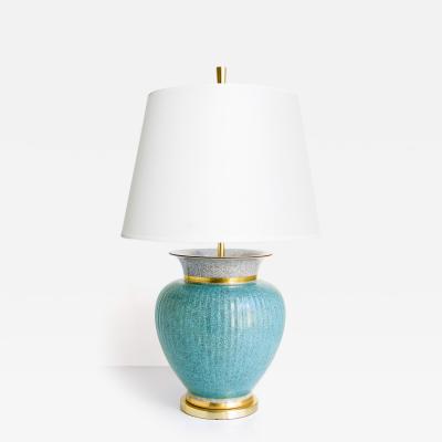  Royal Copenhagen A ROYAL COPENHAGEN CRACKLE GLAZED CERAMIC LAMP WITH DOUBLE SOCKET CLUSTER