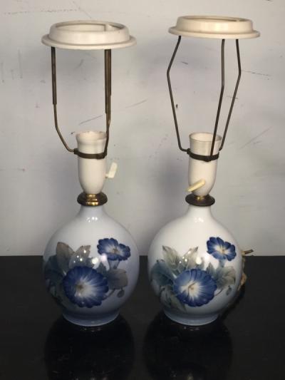  Royal Copenhagen ART DECO ERA CERAMIC CORNFLOWER LAMPS BY ROYAL COPENHAGEN