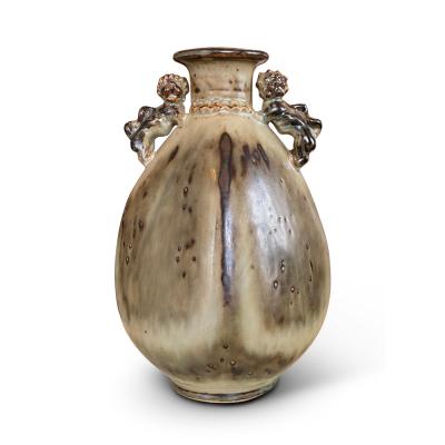  Royal Copenhagen Duo of Medievalist Vases in Sung Glaze by Bode Willumsen