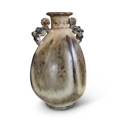  Royal Copenhagen Duo of Medievalist Vases in Sung Glaze by Bode Willumsen