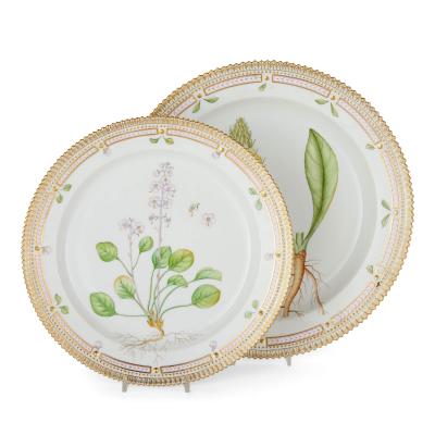  Royal Copenhagen Four Royal Copenhagen Flora Danica Porcelain Serving Plates
