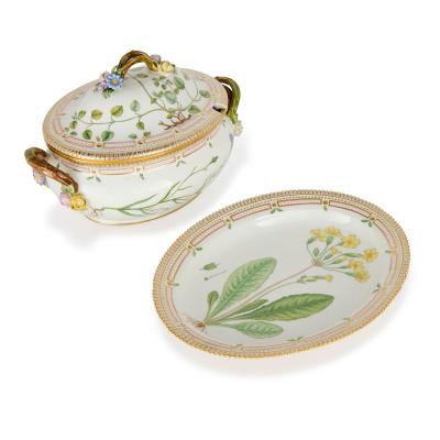  Royal Copenhagen Pair of Royal Copenhagen Flora Danica Porcelain Covered Tureens
