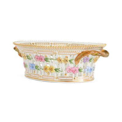  Royal Copenhagen Pair of Royal Copenhagen Flora Danica Porcelain Fruit Baskets