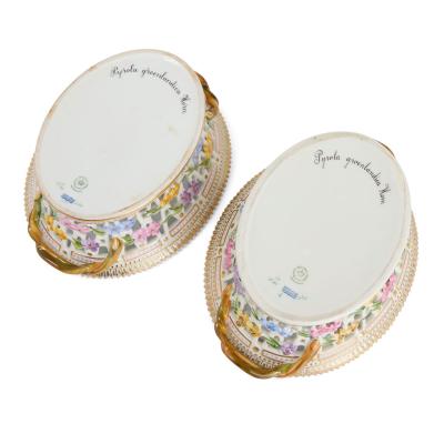  Royal Copenhagen Pair of Royal Copenhagen Flora Danica Porcelain Fruit Baskets