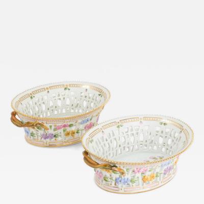  Royal Copenhagen Pair of Royal Copenhagen Flora Danica Porcelain Fruit Baskets