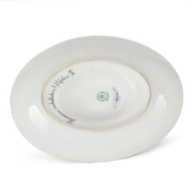 Royal Copenhagen Pair of Royal Copenhagen Flora Danica Porcelain Sauce Boats and Stands