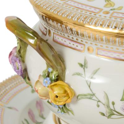  Royal Copenhagen Pair of Royal Copenhagen Flora Danica Porcelain Tureens with Stands