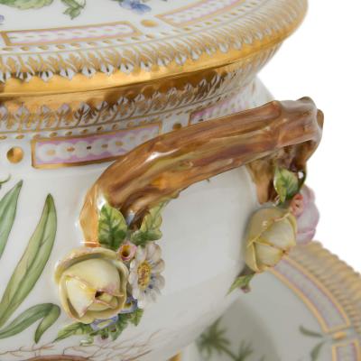  Royal Copenhagen Pair of Royal Copenhagen Flora Danica Porcelain Tureens with Stands