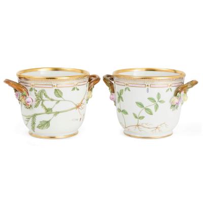  Royal Copenhagen Pair of Royal Copenhagen Flora Danica Porcelain Wine Coolers