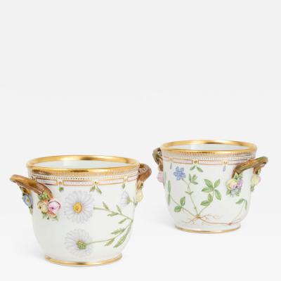  Royal Copenhagen Pair of Royal Copenhagen Flora Danica Porcelain Wine Coolers