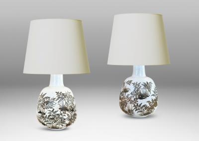 Royal Copenhagen Pair of Table lamps by Nils Thorsson for Royal Copenhagen