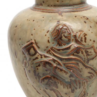  Royal Copenhagen Pair of Vases with Sung Glaze by Jais Nielsen for Royal Copenhagen