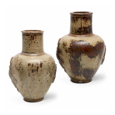  Royal Copenhagen Pair of Vases with Sung Glaze by Jais Nielsen for Royal Copenhagen
