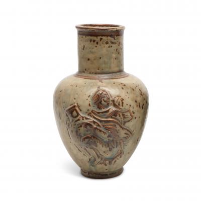  Royal Copenhagen Pair of Vases with Sung Glaze by Jais Nielsen for Royal Copenhagen