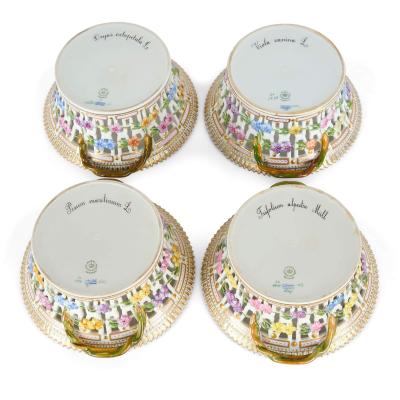  Royal Copenhagen Set of Four Royal Copenhagen Flora Danica Porcelain Baskets