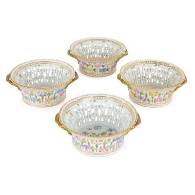  Royal Copenhagen Set of Four Royal Copenhagen Flora Danica Porcelain Baskets