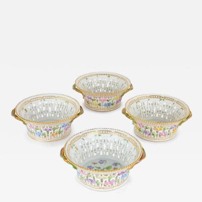  Royal Copenhagen Set of Four Royal Copenhagen Flora Danica Porcelain Baskets