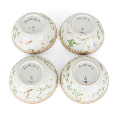 Royal Copenhagen Set of Four Royal Copenhagen Flora Danica Porcelain Bowls