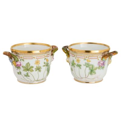  Royal Copenhagen Set of Four Royal Copenhagen Flora Danica Porcelain Cache Pots