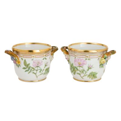  Royal Copenhagen Set of Four Royal Copenhagen Flora Danica Porcelain Cache Pots