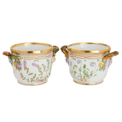  Royal Copenhagen Set of Four Royal Copenhagen Flora Danica Porcelain Cache Pots