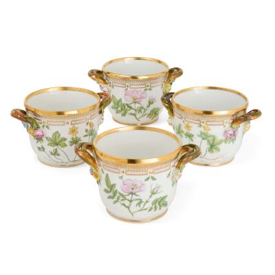  Royal Copenhagen Set of Four Royal Copenhagen Flora Danica Porcelain Cache Pots