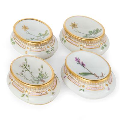  Royal Copenhagen Set of Four Salt Cellars Royal Copenhagen Flora Danica Porcelain